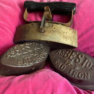 Vintage Asbestos Sad Iron with Black Handle